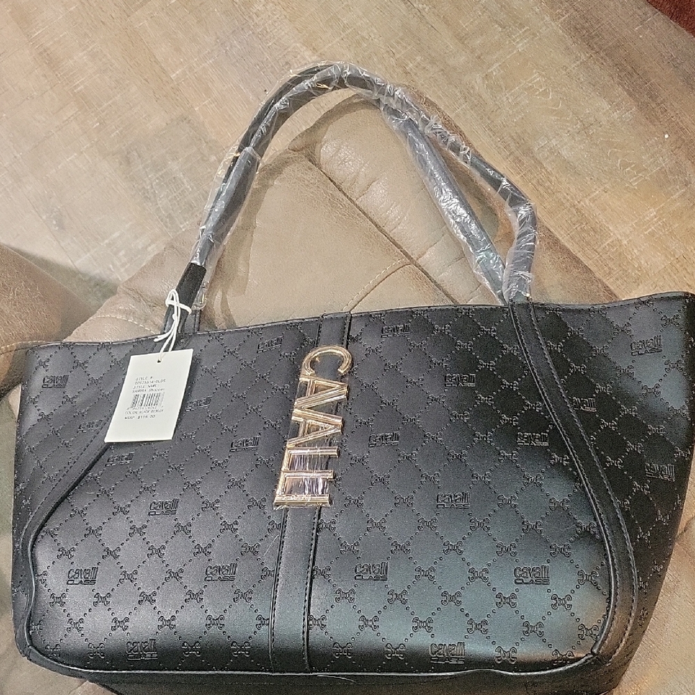 Cavalli Class Black Tote Bag